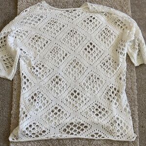 White Crochet Knit Top